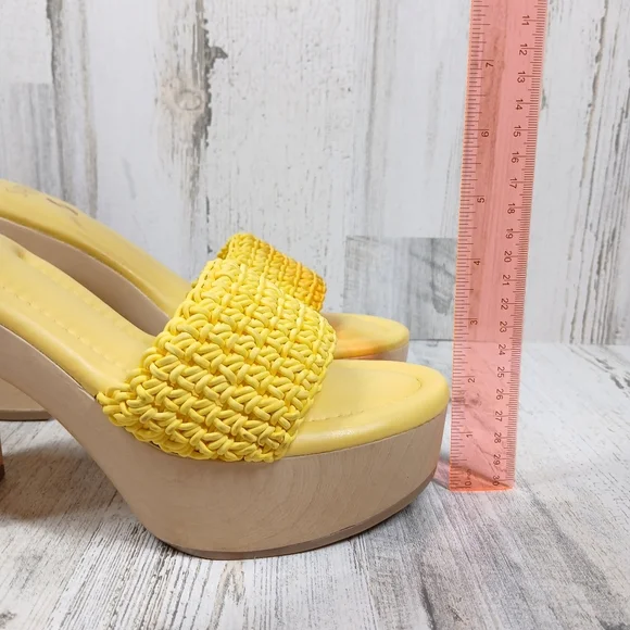 NEW Franco Sarto Yellow Woven Platform Wendy Clogs Retro Heeled Sandal #243 - Picture 5 of 11